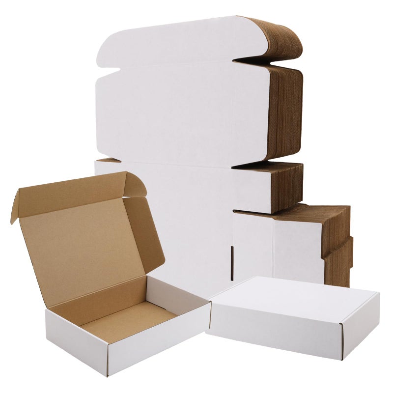 BIOBROWN 9x6x2"" 25 Pack Corrugated Cardboard Boxes Small Shipping Box for Packaging Small Business Mailer Mailing White - Image 1